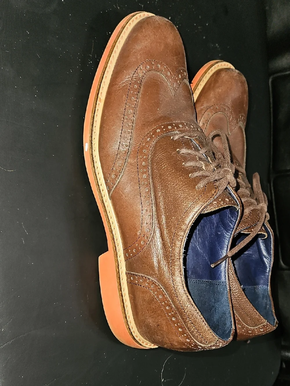Cole Haan Original Grand Wingtip Shoes Mens Size 8.5 Brown Leather Dress Shoe